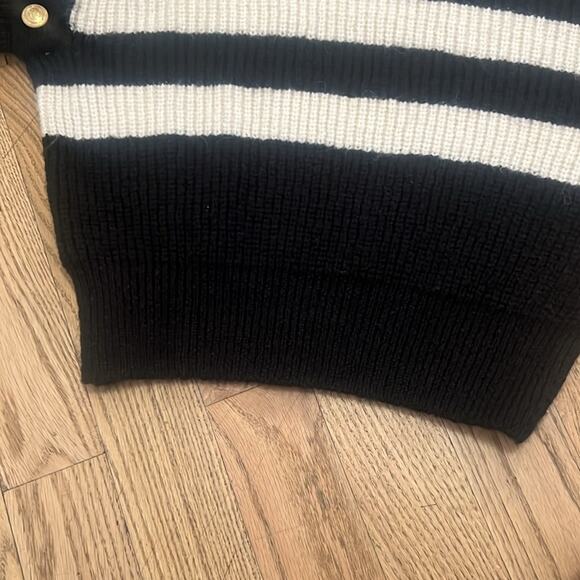 MNG MANGO BUTTONED STRIPED BULKY SWEATER SIZE L - Picture 6 of 7